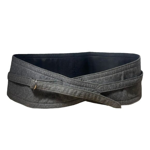 Vintage Yves Saint Laurent Leather Wrap Belt in Grey main image 5